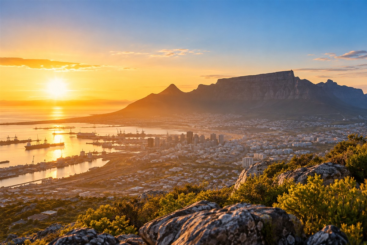 Africa as a rising power? Sun sets over Cape Town, South Africa.