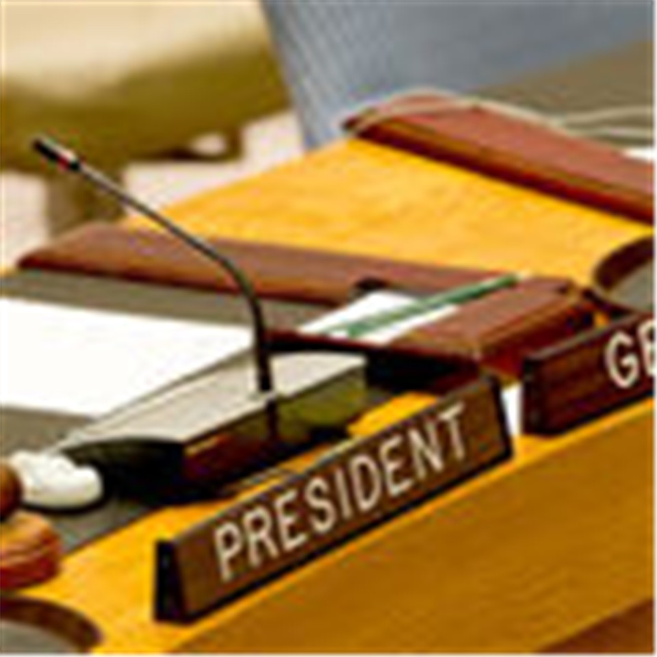 Deutschlands Sitz am Tisch des UN-Sicherheitsrats während des Ratsvorsitzes im September 2012