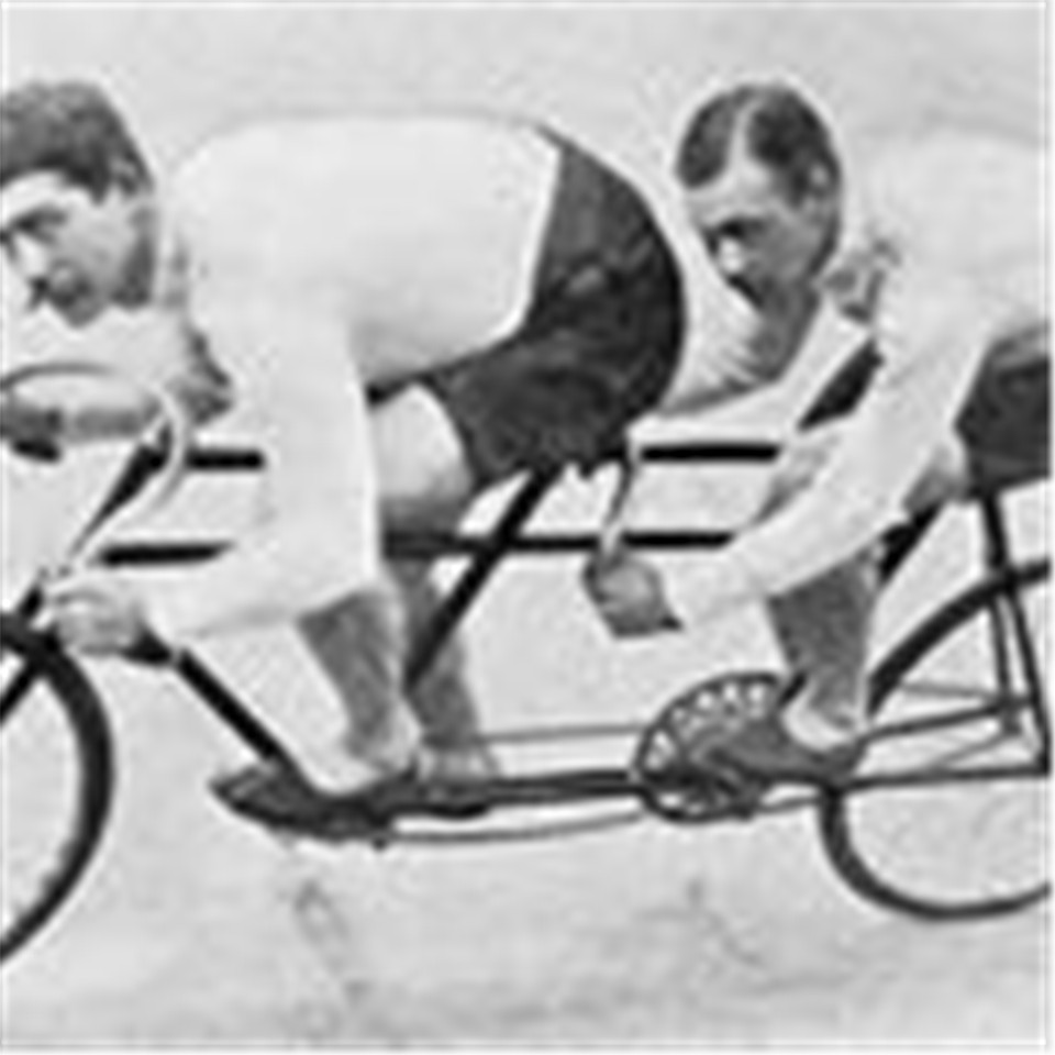 Get the Franco-German tandem in gear. Tandem bicyclists, 1903