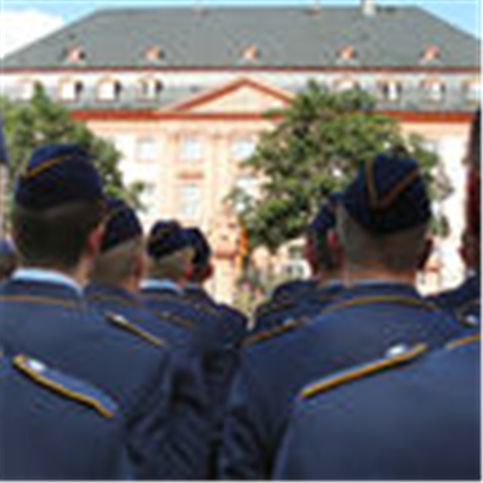 Soldaten legen vor dem Landtag in Mainz ihr Gelöbnis ab.